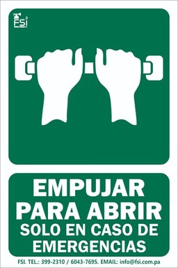 SEÑALIZACION FOTOLUMINISCENTE DE EMPUJAR PARA ABRIR EN CASO DE EMERGENCIA -TAMAÑO (8" X 12")