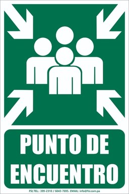 LETRERO DE PUNTO DE ENCUENTRO EN PVC BLANCO -TAMAÑO (12" X 18")