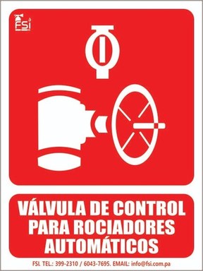 SEÑALIZACION FOTOLUMINISCENTE DE VÁLVULAS O LLAVE DE ROCIADORES -TAMAÑO (6" X 8")