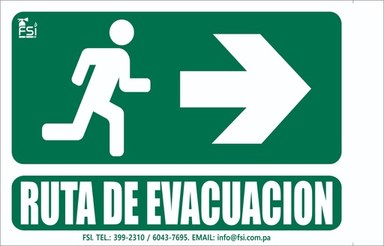 SEÑALIZACIÓN DE FOTOLUMINISCENTE RUTA DE EVACUACIÓN TIPO BANDERA -TAMAÑO (6" X 8")