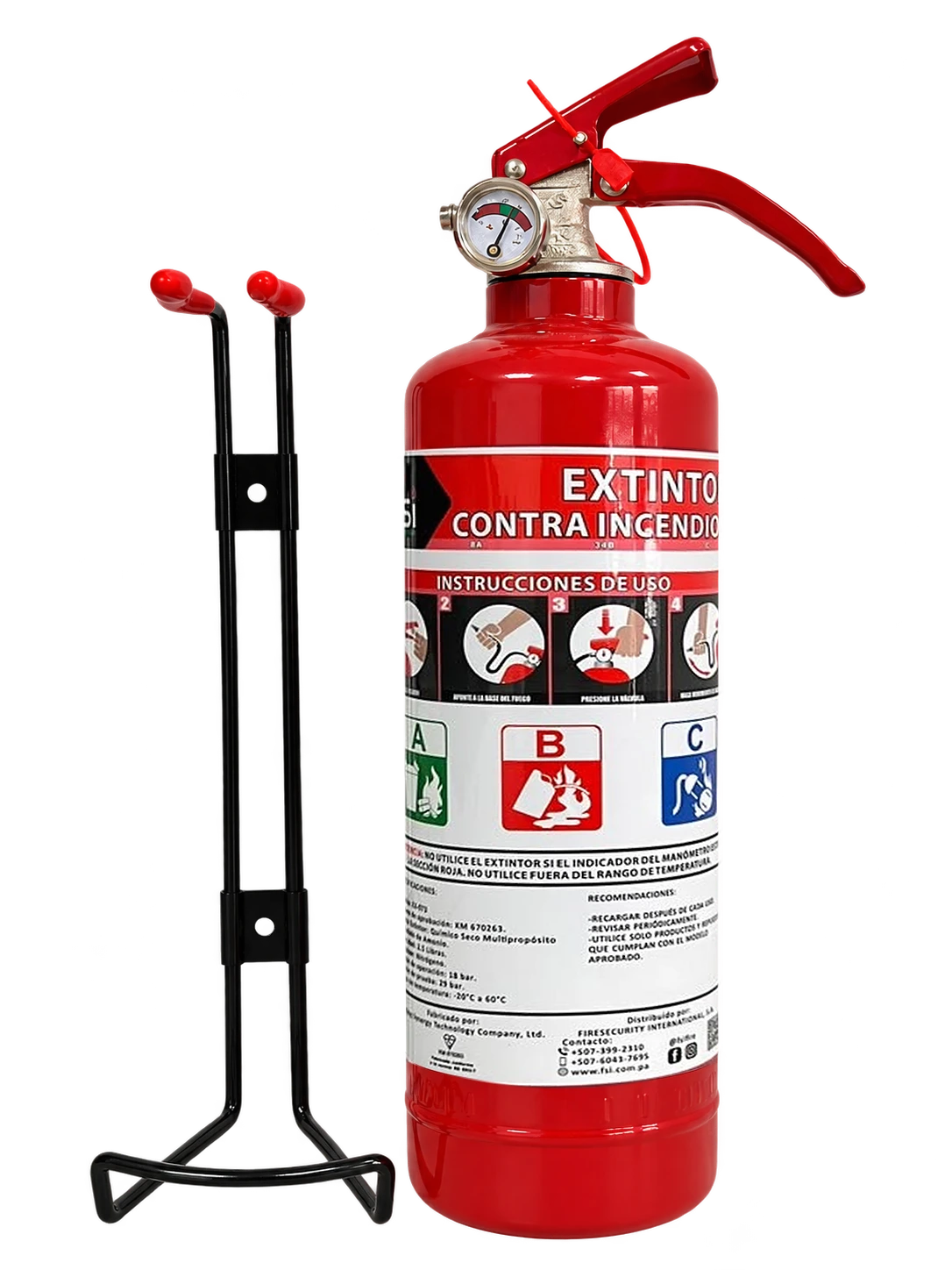Extintor recargable FSI ABC de 2.5 lb con soporte vehicular
