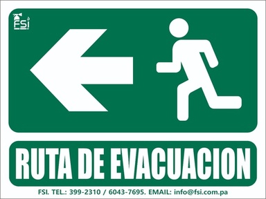 Señal Fotoluminiscente de Ruta de Evacuación hacia la Izquierda 6" x 8"