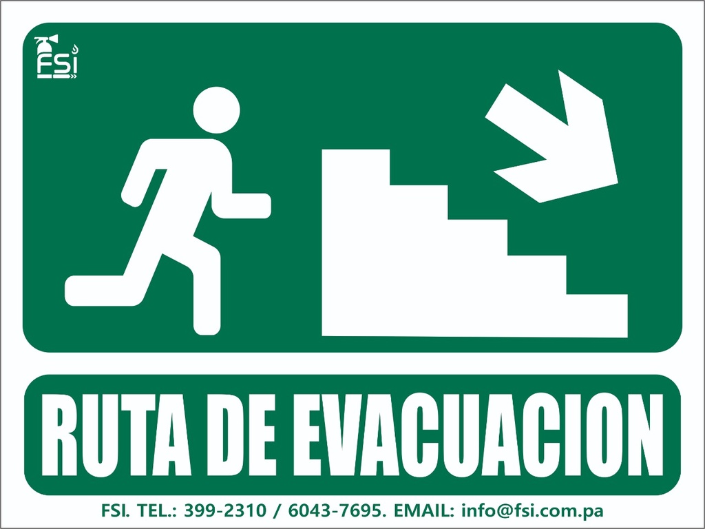 SEÑALIZACION FOTOLUMINISCENTE DE RUTA DE EVACUACION BAJANDO ESCALERA RH -TAMAÑO (6" X 8")