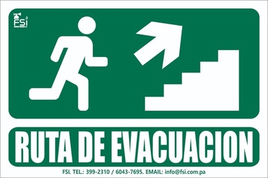 Señal Fotoluminiscente de Ruta de Evacuación Subiendo Escalera hacia la Derecha 6" x 8"
