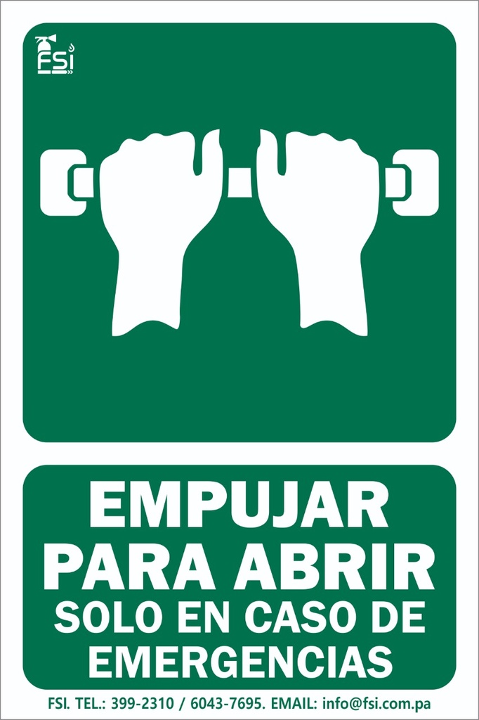 Señal Fotoluminiscente de Empujar para Abrir en Caso de Emergencia 8" x 12"
