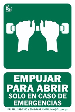 Señal Fotoluminiscente de Empujar para Abrir en Caso de Emergencia 8" x 12"