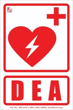 Señal Fotoluminiscente de DEA (Desfibrilador) 8" x 12"