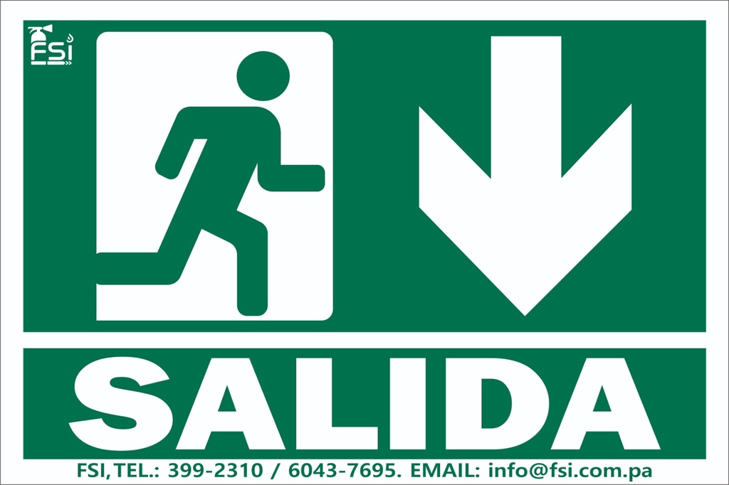 Señal Fotoluminiscente de Salida con Flecha hacia Abajo 6" x 10"