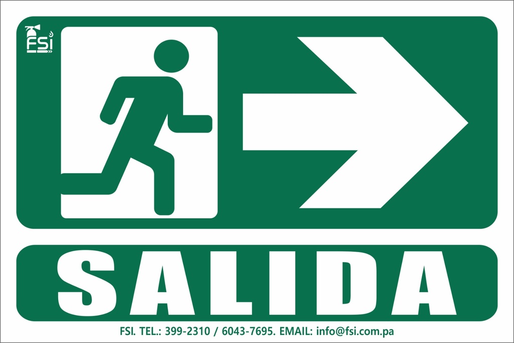 SEÑALIZACION FOTOLUMINISCENTE DE SALIDA CON FLECHA RH -TAMAÑO (6" X 10")