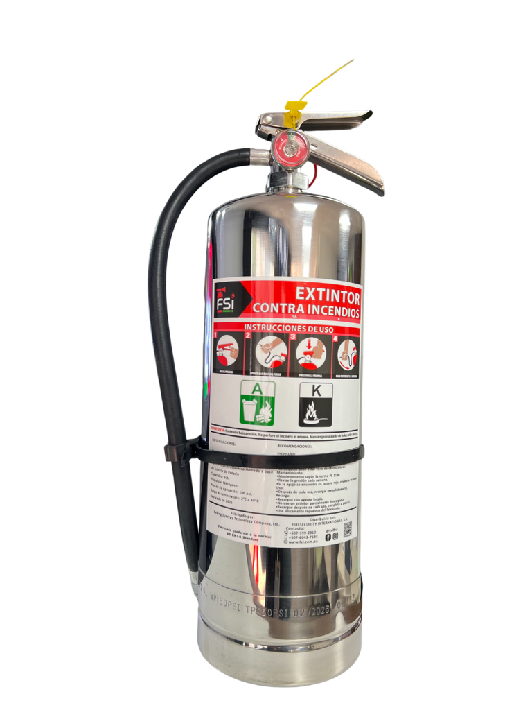 Extintor Clase K de 6 L FSI – químico húmedo