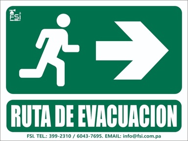 Señal Fotoluminiscente de Ruta de Evacuación hacia la Derecha 6" x 8"