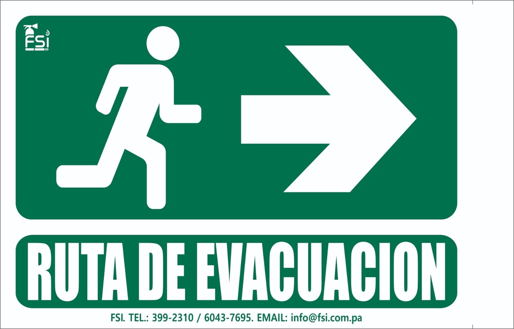 Señal Fotoluminiscente de Ruta de Evacuación Tipo Bandera 6" x 8"