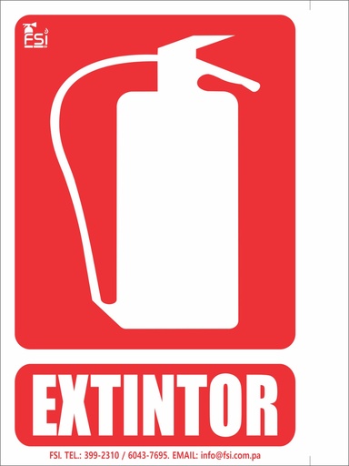 SEÑALIZACION FOTOLUMINISCENTE DE EXTINTOR TIPO BANDERA -TAMAÑO (8" X 12")