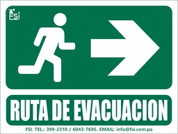 [SEV-001] SEÑALIZACION FOTOLUMINISCENTE RUTA DE EVACUACION RH -TAMAÑO (6" X 8")