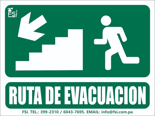 SEÑALIZACION FOTOLUMINISCENTE DE RUTA DE EVACUACION BAJANDO ESCALERA LH -TAMAÑO (6" X 8")
