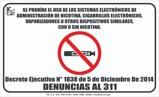 SEÑALIZACIÓN DE PROHIBIDO EL USO DE CIGARRILLO ELECTRÓNICO