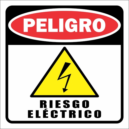 STIKER DE PELIGRO RIESGO ELECTRICO TAMAÑO 6" x 6"