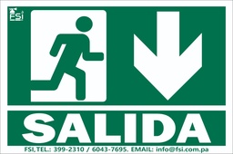 [SEV-083] SEÑALIZACION FOTOLUMINISCENTE DE SALIDA CON FLECHA ABAJO -TAMAÑO (6" X 10")