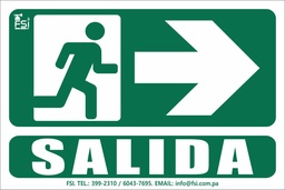 [SE-033] SEÑALIZACION FOTOLUMINISCENTE DE SALIDA CON FLECHA RH -TAMAÑO (6" X 10")